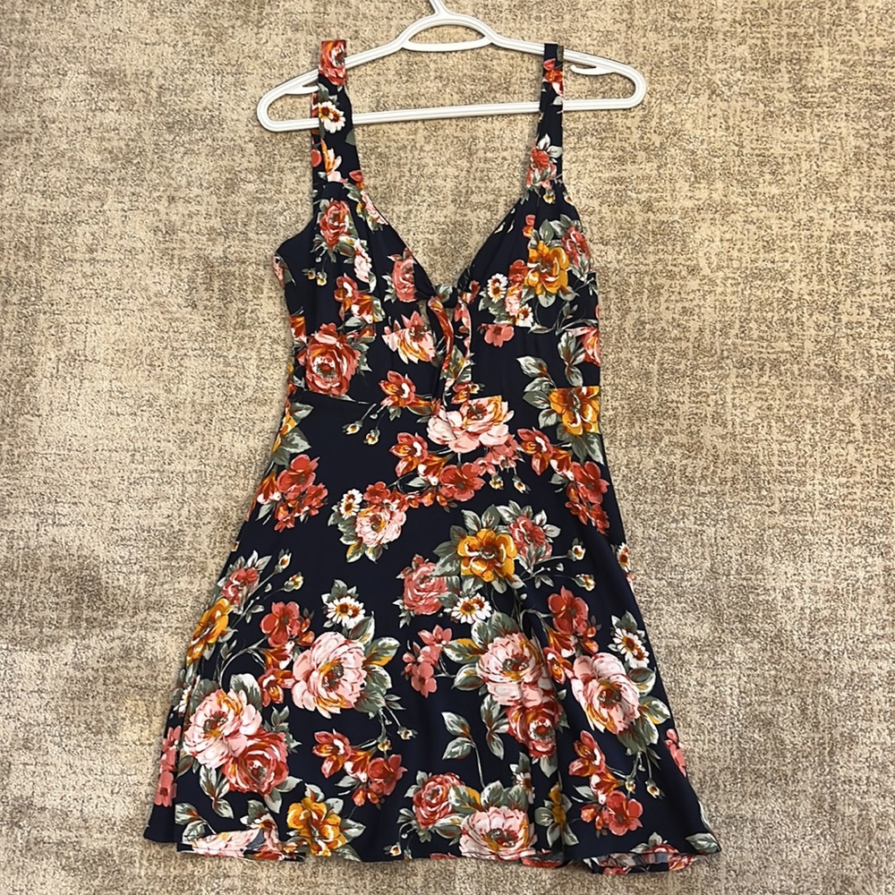 Charlotte Russe Navy Blue Floral Dress. Size Small